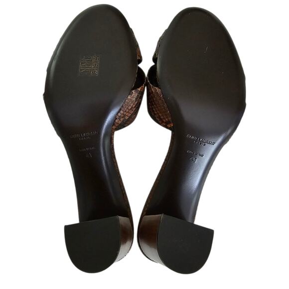 Saint Laurent Bianca Knot Snake Python Heel Sandal Mule Brown Size 41 US 11 - Picture 10 of 12